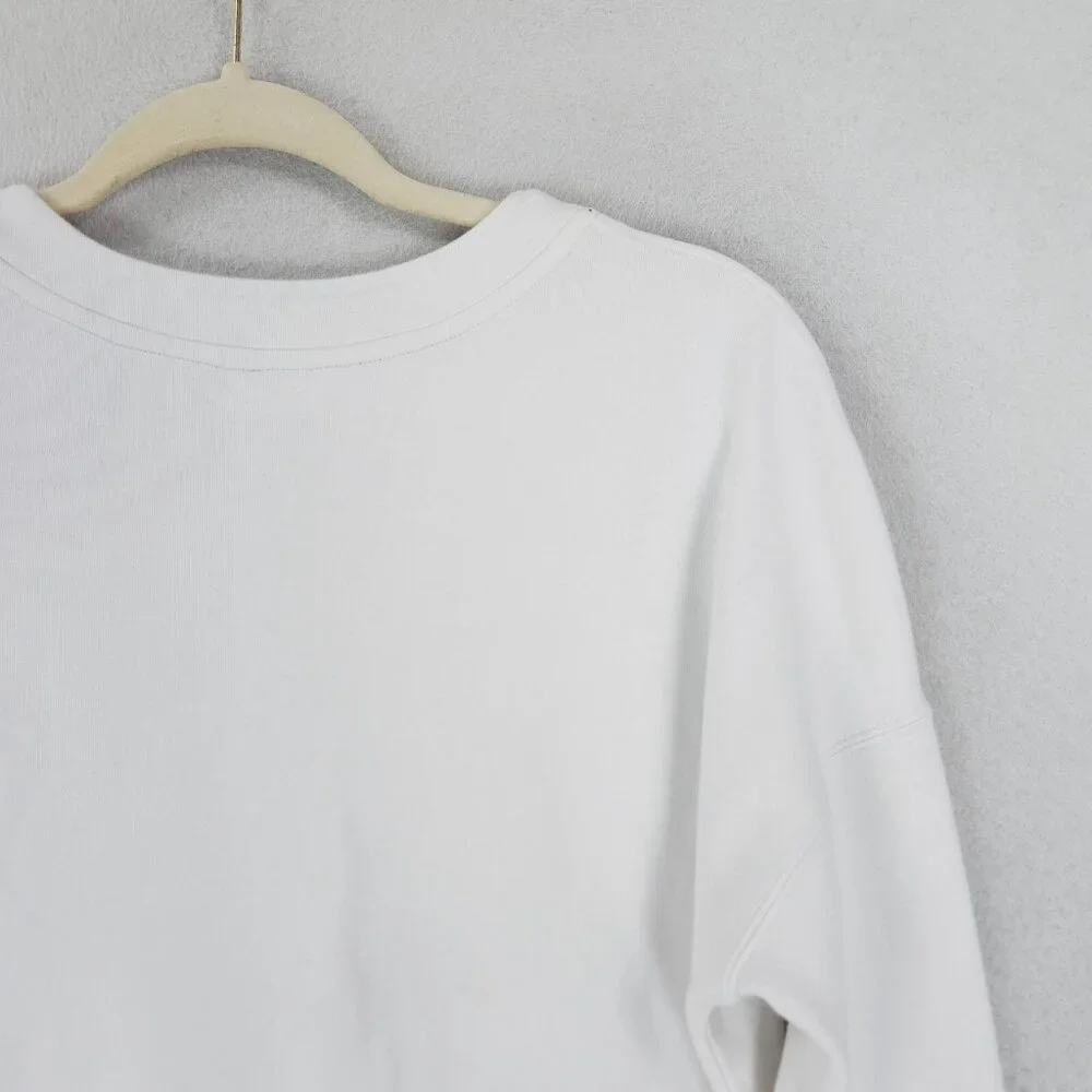 Nike Sweater Womens Small White Rally Metallic Crew Neck Sweatshirt Swoosh - Picture 11 of 12